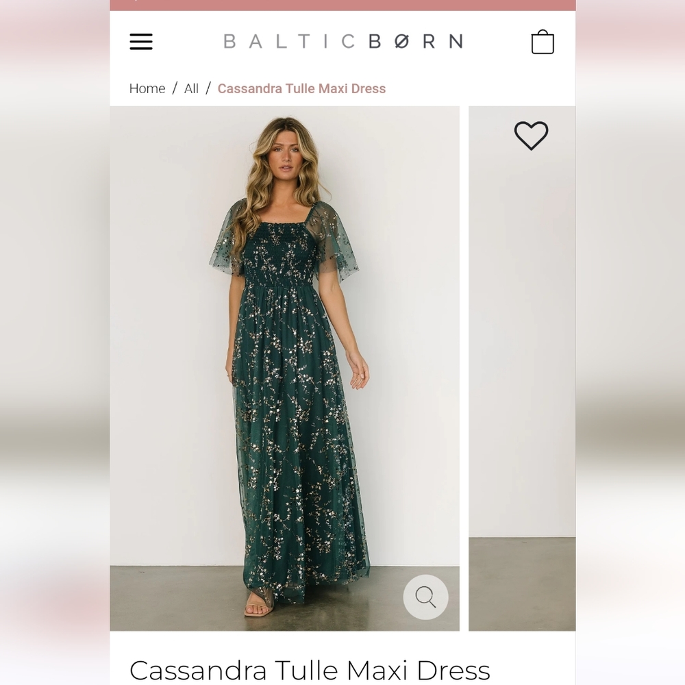 Cassandra Tulle Maxi Dress - Green & Gold